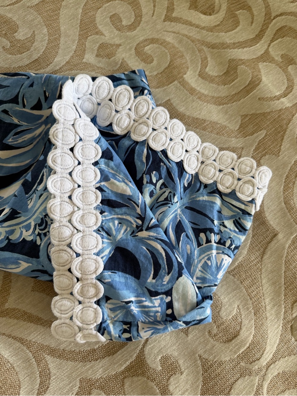Lilly Pulitzer Size 4 Blue Tropical Floral Embroidered Trim Mini Skirt - Picture 15 of 16